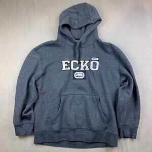 Vintage Ecko Mens Sweater 2XL Blue Hoodie Long Sleeve Embroidered Y2K Streetwear